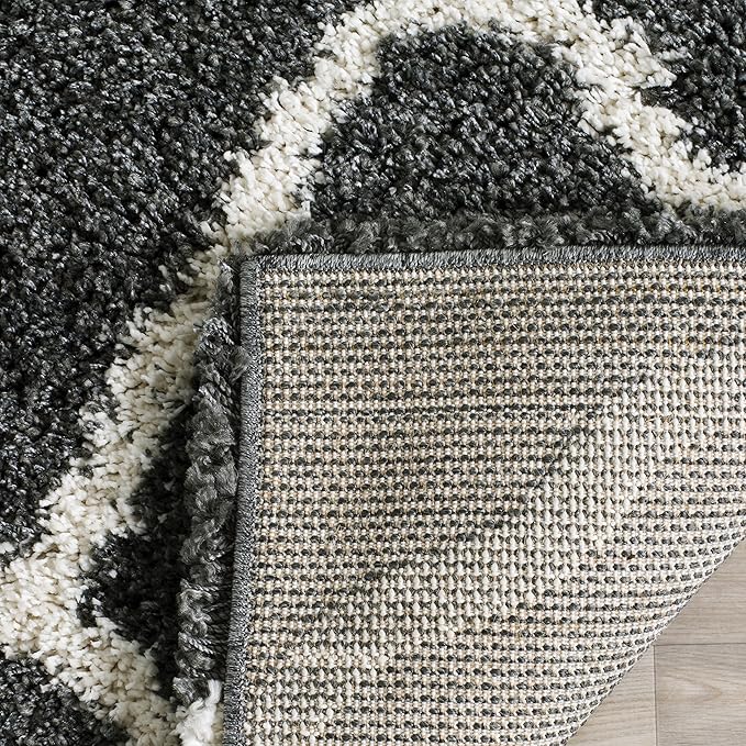 SAFAVIEH Hudson Shag Collection Accent Rug - 3' x 5', Dark Grey & Ivory, Trellis Design, Non-Shedding & Easy Care, 2-inch Thick Ideal for High Traffic Areas in Entryway, Living Room, Bedroom (SGH283G)