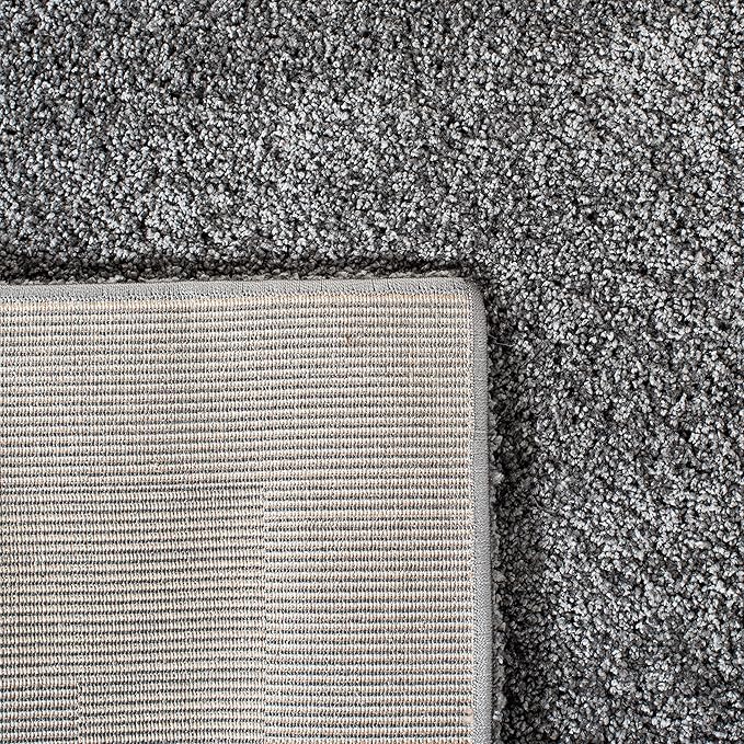 SAFAVIEH Florida Shag Collection Area Rug - 5'3" x 7'6", Grey & Grey, Border Design, Non-Shedding & Easy Care, 1.2-inch Thick Ideal for High Traffic Areas in Living Room, Bedroom (SG454-8080)