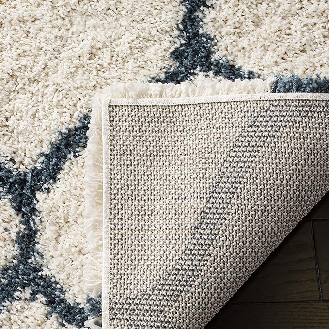 SAFAVIEH Hudson Shag Collection Accent Rug - 2'3" x 3'9", Ivory & Slate Blue, Non-Shedding & Easy Care, 2-inch Thick Ideal for High Traffic Areas in Entryway, Living Room, Bedroom (SGH280T)