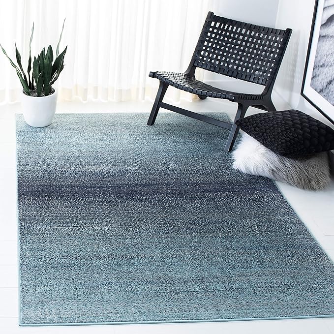 SAFAVIEH Adirondack Collection Area Rug - 6' Square, Purple & Grey, Modern Ombre Design, Non-Shedding & Easy Care, Ideal for High Traffic Areas in Living Room, Bedroom (ADR142V)
