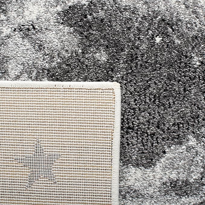 SAFAVIEH Carousel Kids Collection 4' Round Ivory/Grey CRK135A Moon & Stars Non-Shedding Playroom Nursery Bedroom Area Rug