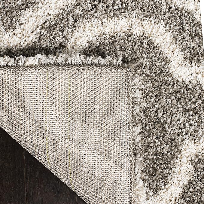 SAFAVIEH Hudson Shag Collection Runner Rug - 2'3" x 10', Grey & Ivory, Moroccan Design, Non-Shedding & Easy Care, 2-inch Thick Ideal for High Traffic Areas in Living Room, Bedroom (SGH284B)