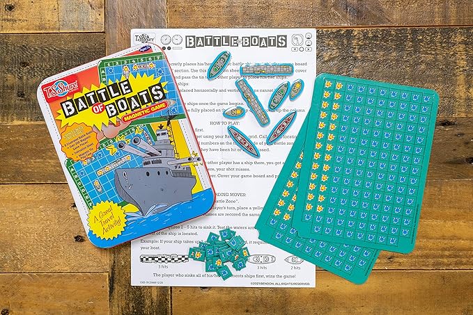 Bendon TS Shure Battle of The Boats Games Mini Magnetic Activity Tin with Illustrated Foam Magnets 50516