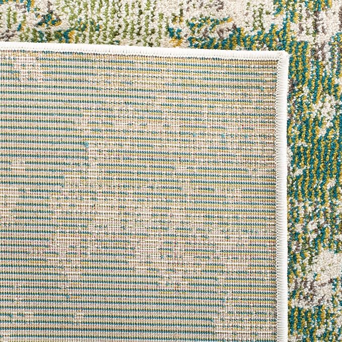 SAFAVIEH Madison Collection 9' x 12' Green Ivory MAD499Y Modern Abstract Non-Shedding Living Room Bedroom Dining Home Office Area Rug