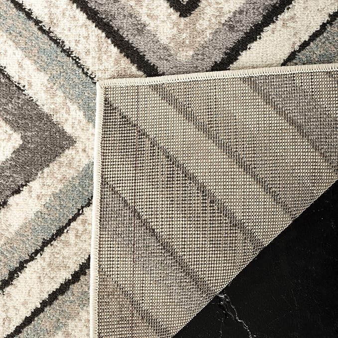 SAFAVIEH Amsterdam Collection Runner Rug - 2'3" x 8', Cream & Beige, Diamond Geometric Design, Non-Shedding & Easy Care, Ideal for High Traffic Areas in Living Room, Bedroom (AMS109A)