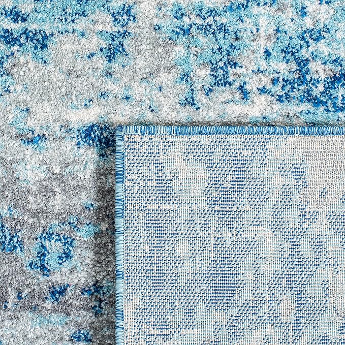 SAFAVIEH Evoke Collection 6'7" x 9' Light Blue/Grey EVK272M Modern Abstract Non-Shedding Living Room Dining Bedroom Area Rug