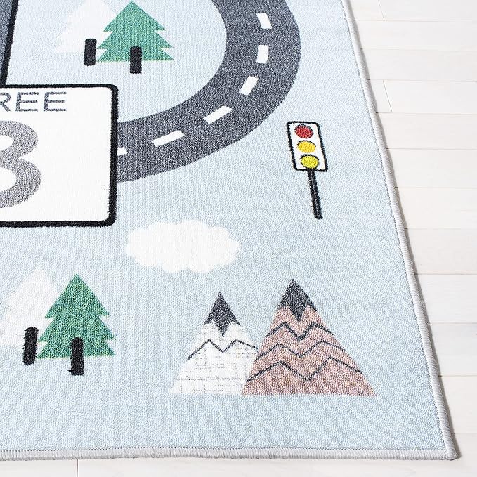 SAFAVIEH Kids Playhouse Collection Accent Rug - 2'2" x 4', Grey & Blue, Non-Shedding Machine Washable & Slip Resistant Ideal for High Traffic Areas for Boys & Girls in Playroom (KPH226F)