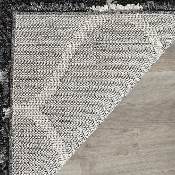 SAFAVIEH Hudson Shag Collection Runner Rug - 2'3" x 16', Dark Grey & Ivory, Trellis Design, Non-Shedding & Easy Care, 2-inch Thick Ideal for High Traffic Areas in Living Room, Bedroom (SGH280G)