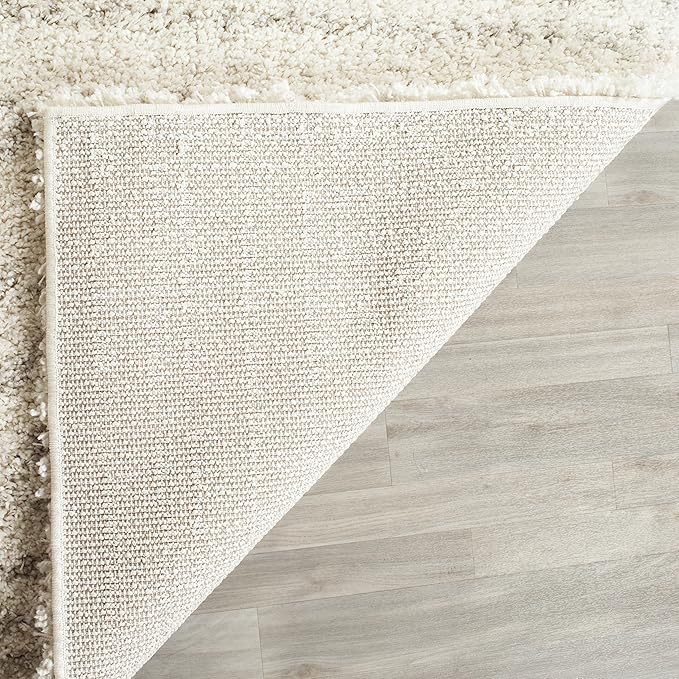 SAFAVIEH Arizona Shag Collection 2'3" x 20' Ivory/Beige ASG741A Moroccan Non-Shedding 1.6-inch Thick Living Room Dining Entryway Foyer Hallway Runner Rug