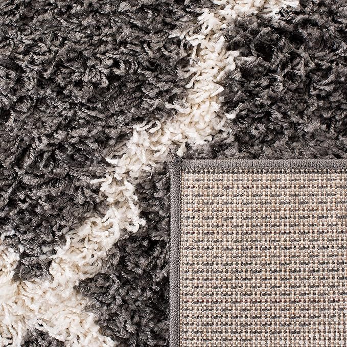 SAFAVIEH Dallas Shag Collection 2'3" x 6' Dark Grey/Ivory SGDS257A Trellis Non-Shedding Living Room Bedroom Dining Room Entryway Plush 1.5-inch Thick Runner Rug