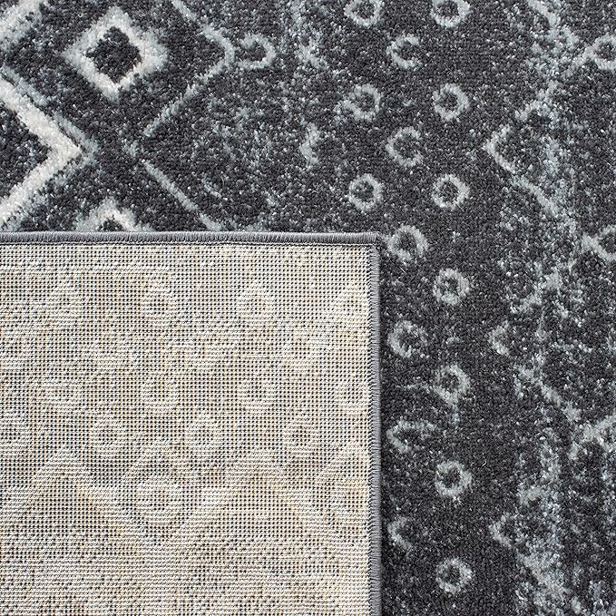SAFAVIEH Amsterdam Collection Runner Rug - 2'3" x 12', Dark Grey & Light Grey, Moroccan Boho Design, Non-Shedding & Easy Care, Ideal for High Traffic Areas in Living Room, Bedroom (AMS108J)