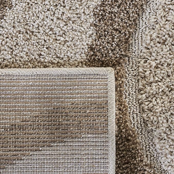 SAFAVIEH Florida Shag Collection Runner Rug - 2'3" x 9', Ivory & Beige, Modern Ogee Design, Non-Shedding & Easy Care, 1.2-inch Thick Ideal for High Traffic Areas in Living Room, Bedroom (SG461-1213)