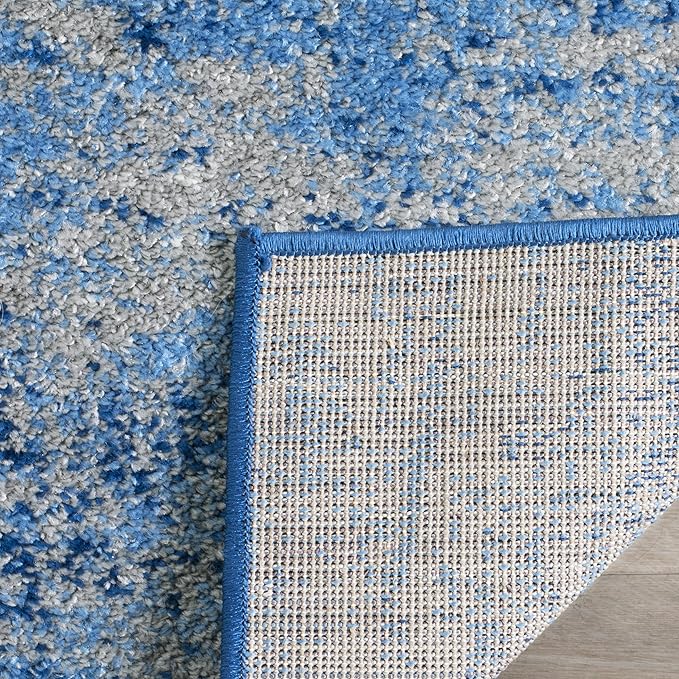 SAFAVIEH Adirondack Collection Runner Rug - 2'6" x 6', Silver & Blue, Modern Abstract Design, Non-Shedding & Easy Care, Ideal for High Traffic Areas in Living Room, Bedroom (ADR112F)