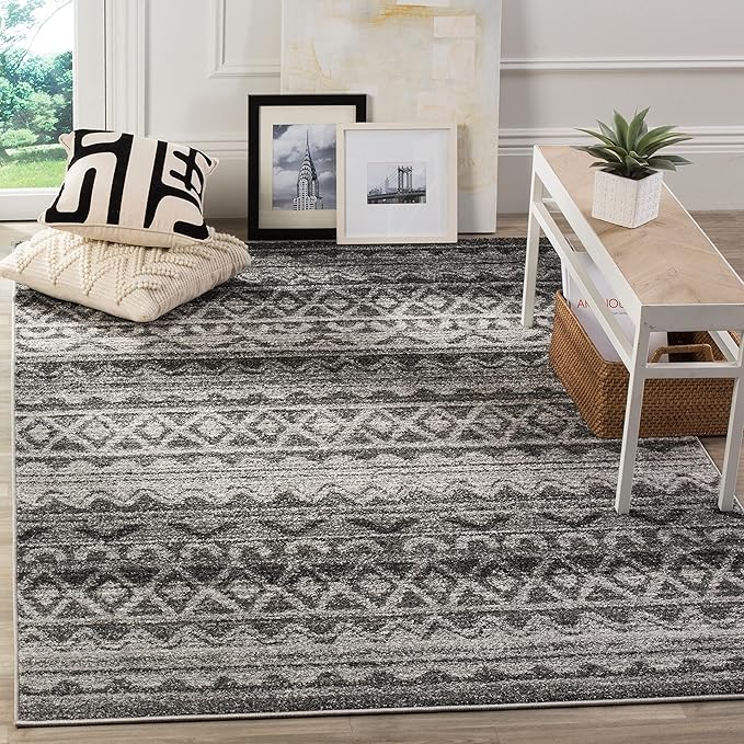 SAFAVIEH Adirondack Collection Runner Rug - 2'6" x 12', Ivory & Navy, Moroccan Boho Distressed Design, Non-Shedding & Easy Care, Ideal for High Traffic Areas in Living Room, Bedroom (ADR119M)
