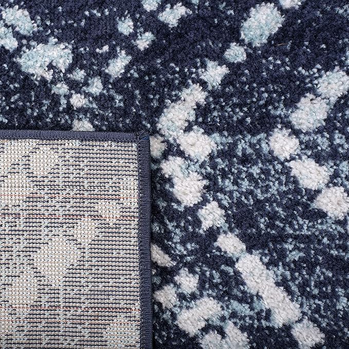 SAFAVIEH Adirondack Collection Accent Rug - 4' x 6', Navy & Ivory, Modern Diamond Distressed Design, Non-Shedding & Easy Care, Ideal for High Traffic Areas in Entryway, Living Room, Bedroom (ADR131N)