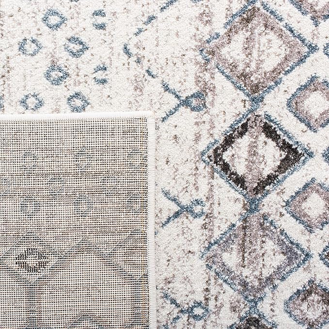 SAFAVIEH Amsterdam Collection Runner Rug - 2'3" x 16', Ivory & Grey, Moroccan Boho Design, Non-Shedding & Easy Care, Ideal for High Traffic Areas in Living Room, Bedroom (AMS108A)