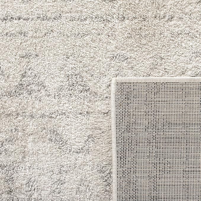 SAFAVIEH Adirondack Collection Area Rug - 8' x 10', Ivory & Silver, Moroccan Boho Distressed Design, Non-Shedding & Easy Care, Ideal for High Traffic Areas in Living Room, Bedroom (ADR119A)