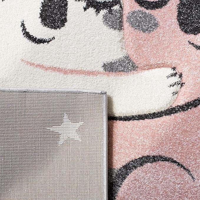 SAFAVIEH Carousel Kids Collection 5'3" Square Grey/Ivory CRK195F Koala Hug Non-Shedding Nursery Playroom Area Rug