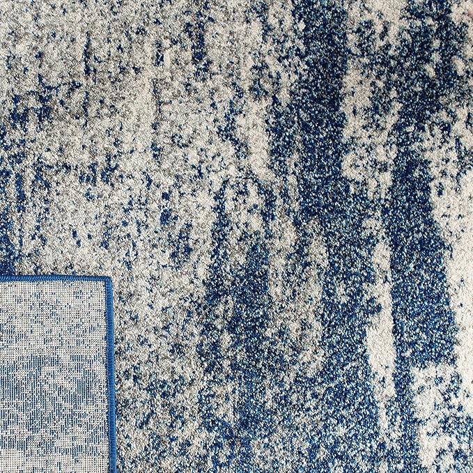 SAFAVIEH Evoke Collection 3' Square Navy/Ivory EVK272A Modern Abstract Non-Shedding Living Room Bedroom Accent Rug