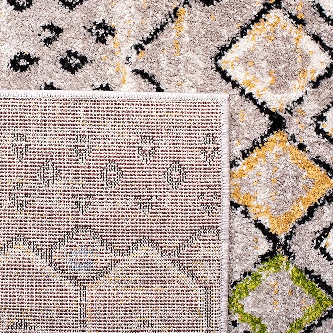 SAFAVIEH Amsterdam Collection Runner Rug - 2'3" x 14', Light Grey & Multi, Moroccan Boho Design, Non-Shedding & Easy Care, Ideal for High Traffic Areas in Living Room, Bedroom (AMS108G)