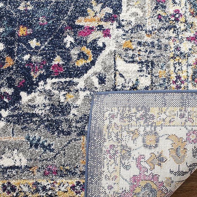 SAFAVIEH Evoke Collection 2'2" x 7' Navy / Grey EVK275N Oriental Medallion Distressed Non-Shedding Living Room Entryway Foyer Hallway Bedroom Runner Rug