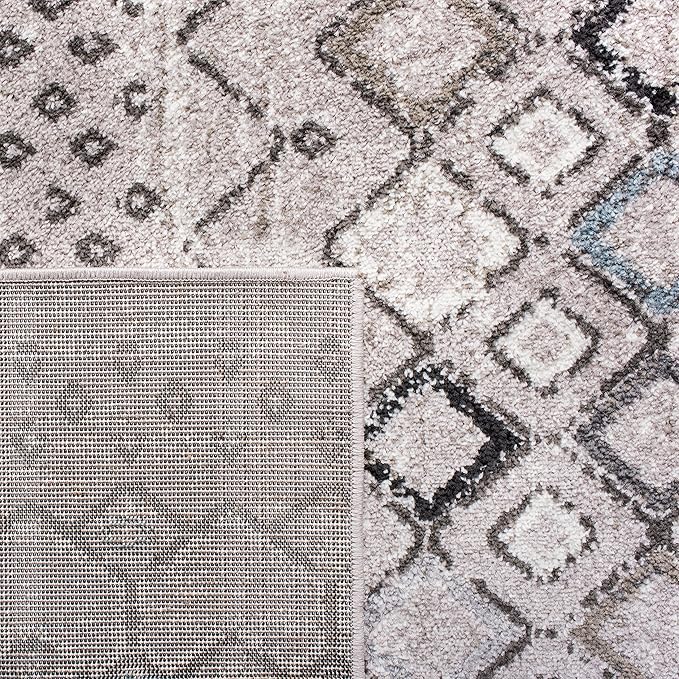 SAFAVIEH Amsterdam Collection Runner Rug - 2'3" x 22', Light Grey & Brown, Moroccan Boho Design, Non-Shedding & Easy Care, Ideal for High Traffic Areas in Living Room, Bedroom (AMS108F)