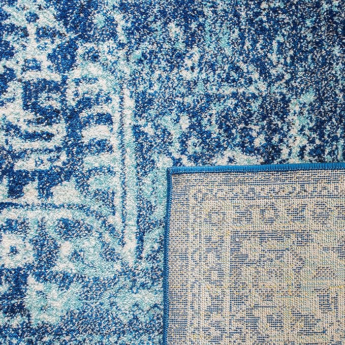 SAFAVIEH Evoke Collection 2'2" x 17' Navy/Ivory EVK256A Oriental Distressed Non-Shedding Living Room Bedroom Runner Rug