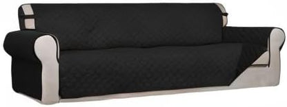 PureFit Reversible Quilted Sofa Cover, Water Resistant Slipcover Furniture Protector, Washable Couch Cover with Non Slip and Elastic Straps for Kids, Dogs, Pets (XX Large, Black/Black)