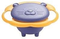BPA Free Anti Spill 360 Rotate Gyro Bowl for Babies, Universal Kids Feeding Tableware (Yellow/Purple), Small