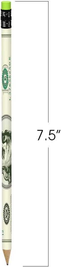 ArtCreativity $100 Bill Pencils, Set of 24, Cool Writing Pencils with Erasers, Birthday Party Favors, Party Goody Bag Fillers, Teacher Supplies for Classroom