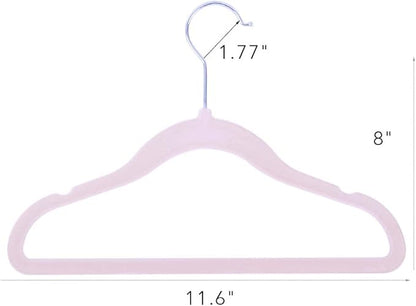 Kids Velvet Clothes Hangers, Non Slip Baby Hangers Pink (11.6" Inch - 40 Pack)