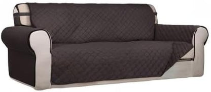 PureFit Reversible Quilted Sofa Cover, Water Resistant Slipcover Furniture Protector, Washable Couch Cover with Non Slip and Elastic Straps for Kids, Pets (Sofa, Chocolate/Chocolate)
