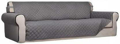 PureFit Reversible Quilted Sofa Cover, Water Resistant Slipcover Furniture Protector, Washable Couch Cover with Non Slip and Elastic Straps for Kids, Dogs, Pets (XX Large, Gray/Gray)