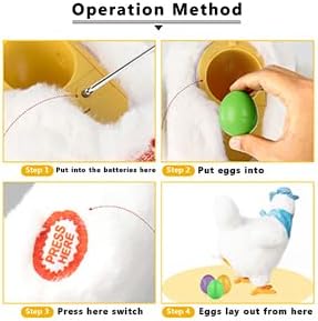 Plush Electric Stuffed Laying Egg Chicken Toy Doll with Sound Music Easter for Boys Girls