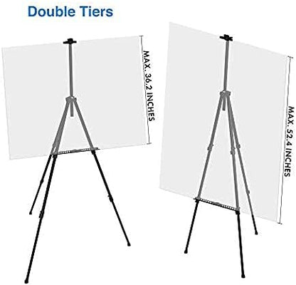 Artify 67 Inches Double Tier Easel Stand, Adjustable Height from 22-67”, 3 in 1, for Painting and Display with a Carrying Bag&3PACK