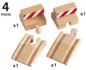 BRIO World 33385 - Stop and Ramp Track - 4 Piece Wooden Toy Train Accessory for Kids Ages 3 and Up