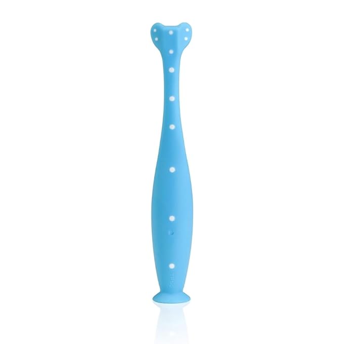 Frida Baby Triple-Angle Toothhugger Training Toddler Toothbrush | Toddler Toothbrush 2 Years and Up, Cleans All Sides at Once | Blue