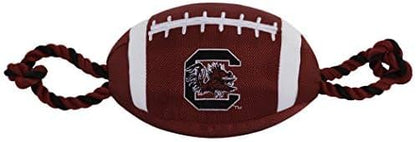 Pets First NCAA South Carolina Gamecocks Football Dog Toy, Tough Quality Nylon Materials, Strong Pull Ropes, Inner Squeaker, Collegiate Team Color