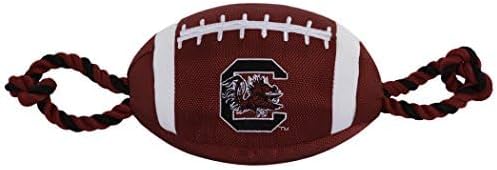 Pets First NCAA South Carolina Gamecocks Football Dog Toy, Tough Quality Nylon Materials, Strong Pull Ropes, Inner Squeaker, Collegiate Team Color