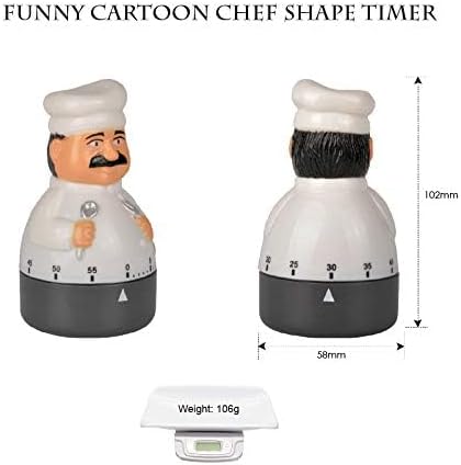 Jayron Kitchen Timer Cooking Timer 60 Minutes Countdown Timer Mechanical Timer Chef Shaped Alarm Clock,Suit for Children and Elderly,used for Cooking Baking Facial Mask