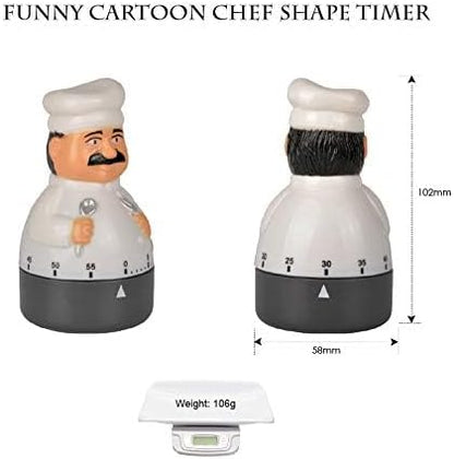Jayron Kitchen Timer Cooking Timer 60 Minutes Countdown Timer Mechanical Timer Chef Shaped Alarm Clock,Suit for Children and Elderly,used for Cooking Baking Facial Mask