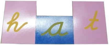 Montessori Lower Case Cursive Sandpaper Letters w/Box