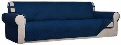 PureFit Reversible Quilted Sofa Cover, Water Resistant Slipcover Furniture Protector, Washable Couch Cover with Non Slip and Elastic Straps for Kids, Dogs, Pets (XX Large, Navy/Navy)