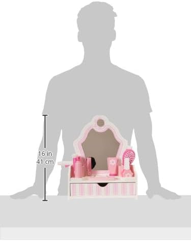 Melissa & Doug Wooden Beauty Salon Play Set With Vanity and Accessories (18 pcs) - FSC Certified