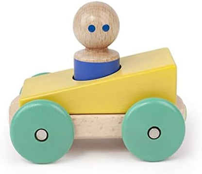 3 Piece Tegu Magnetic Racer Building Block Set, Yellow Big Top