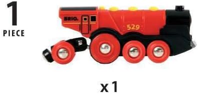 BRIO World 33592 Mighty Red Action Locomotive - Battery Operated Toy Train with Light, Sound Effects | Ideal for Kids Age 3 Compatible with All Tracks and Vehicles