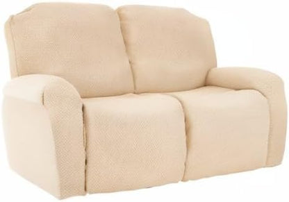 Jin Le 6 Pieces Recliner Cover Stretch Recliner Chair Cover - Reliner, Champagne 2 Seater Recliner Couch Covers Sofa Covers Jacquard Soft Furniture Protector with Elastic Bottom and Ties for Kids/Pets