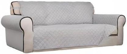 PureFit Reversible Quilted Sofa Cover, Water Resistant Slipcover Furniture Protector, Washable Couch Cover with Non Slip and Elastic Straps for Kids, Pets (Oversized Sofa, Light Gray/Light Gray)