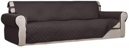 PureFit Reversible Quilted Sofa Cover, Water Resistant Slipcover Furniture Protector, Washable Couch Cover with Non Slip and Elastic Straps for Kids, Dogs, Pets (XX Large, Chocolate/Chocolate)