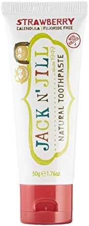 Jack N' Jill Natural Toddler Toothpaste for Baby, Kids and Infants 6 Months & Up, Fluoride Free Training Toothpaste for Toddlers 1-3 (1.76 Fl Oz (Pack of 6), Strawberry)